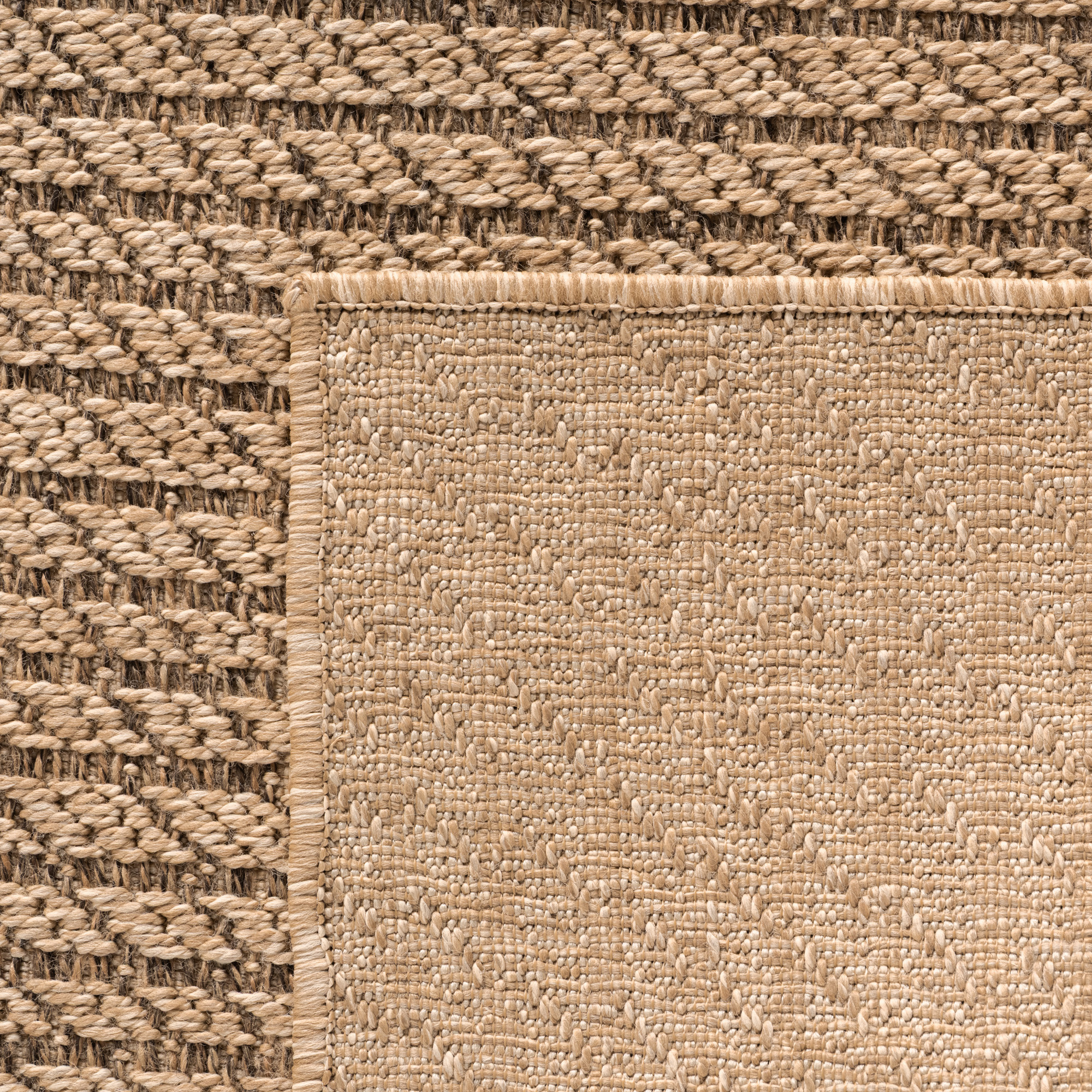 Timber Japandi Rond Buitenkleed – Jute Look – Weerbestendig – Beige