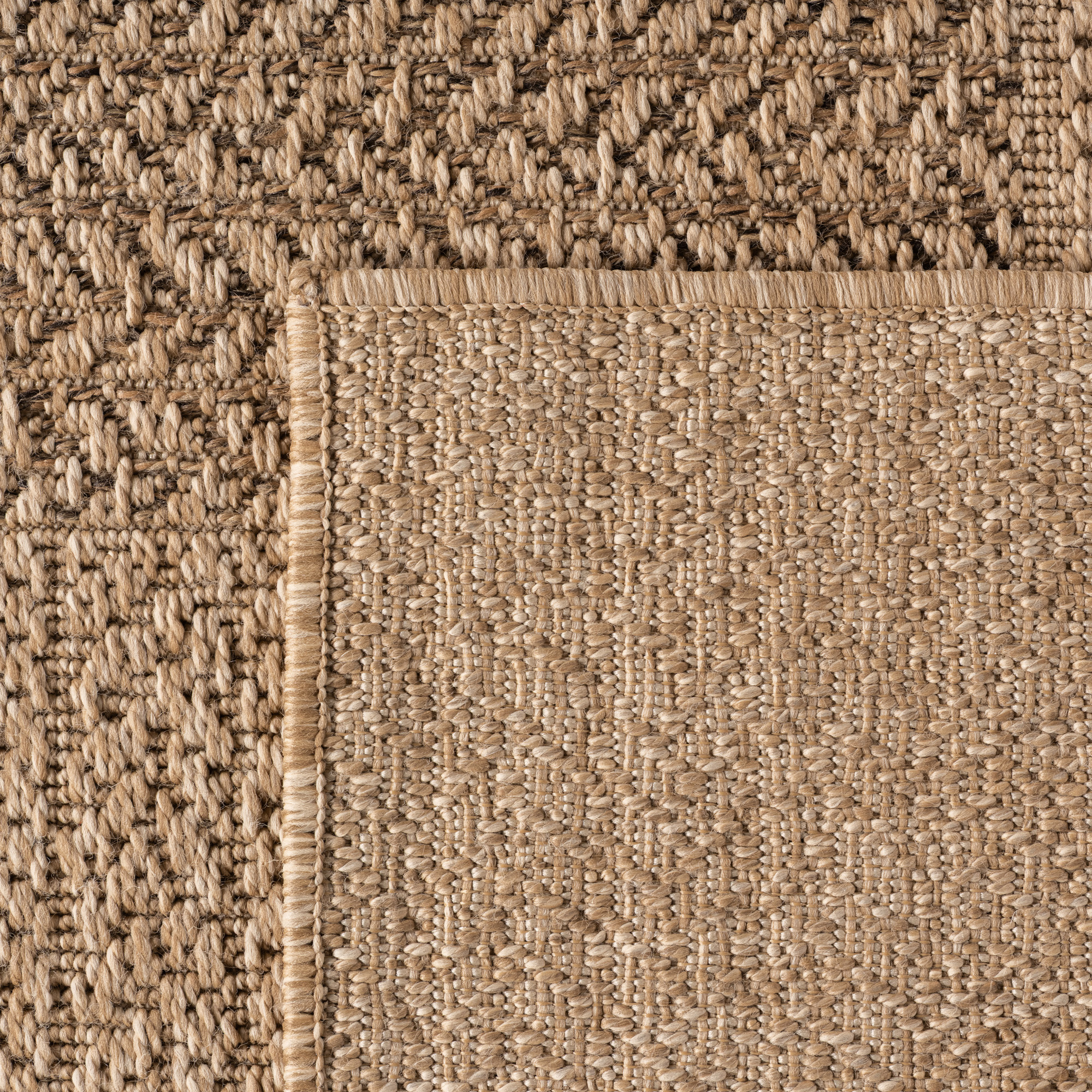 Timber Rond Buitenkleed – Jute Look – Weerbestendig – Beige