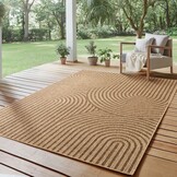 Timber Buitenkleed – Japandi, Indoor & Outdoor, Jute-Look Vloerkleed, Weerbestendig, Tuin, Balkonkleed - Beige