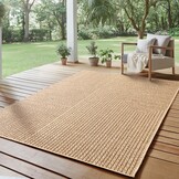 Timber Style Buitenkleed – Indoor & Outdoor, Jute-Look Vloerkleed, Weerbestendig, Tuin, Balkonkleed - Beige