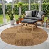 Timber Rond Buitenkleed – Jute Look – Weerbestendig – Beige