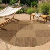 Timber Rond Buitenkleed – Jute Look – Weerbestendig – Beige