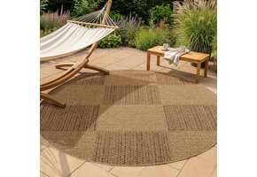 Timber Rond Buitenkleed – Jute Look – Weerbestendig – Beige