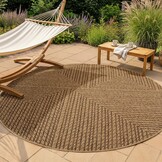 Timber Japandi Rond Buitenkleed – Jute Look – Weerbestendig – Beige