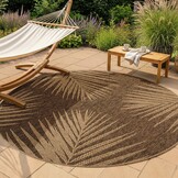 Timber Floral Rond Buitenkleed – Jute Look – Weerbestendig – Beige