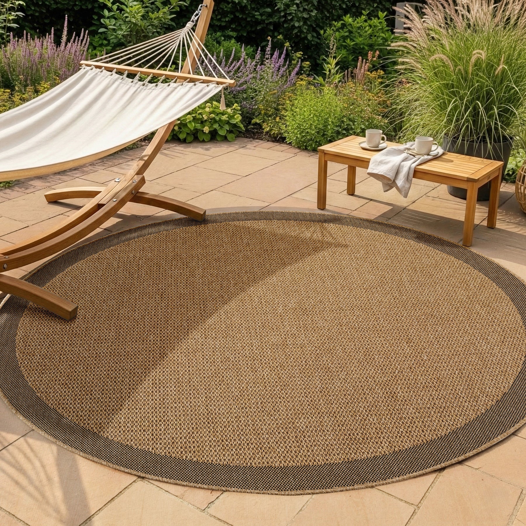 Timber Solid Rond Buitenkleed – Jute Look – Weerbestendig – Beige