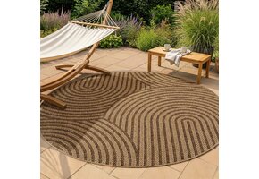 Timber Rond Japandi Buitenkleed – Jute Look – Weerbestendig – Beige