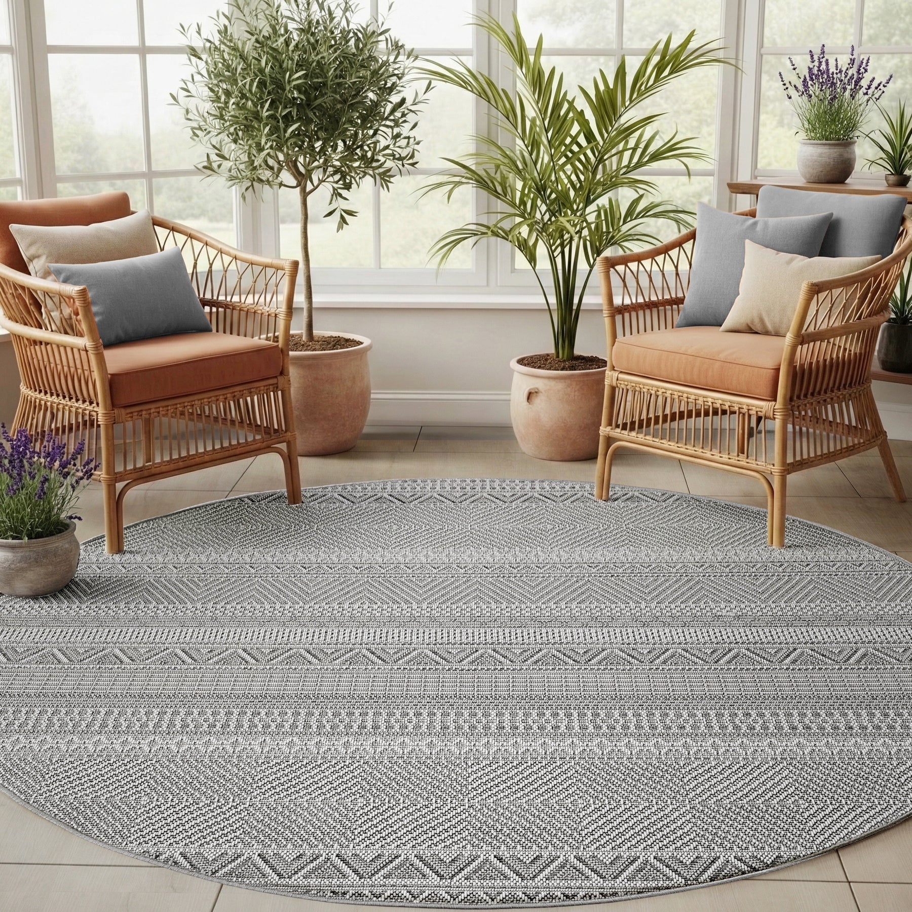 Desert Rond Buitenkleed – Weerbestendig – Grijs