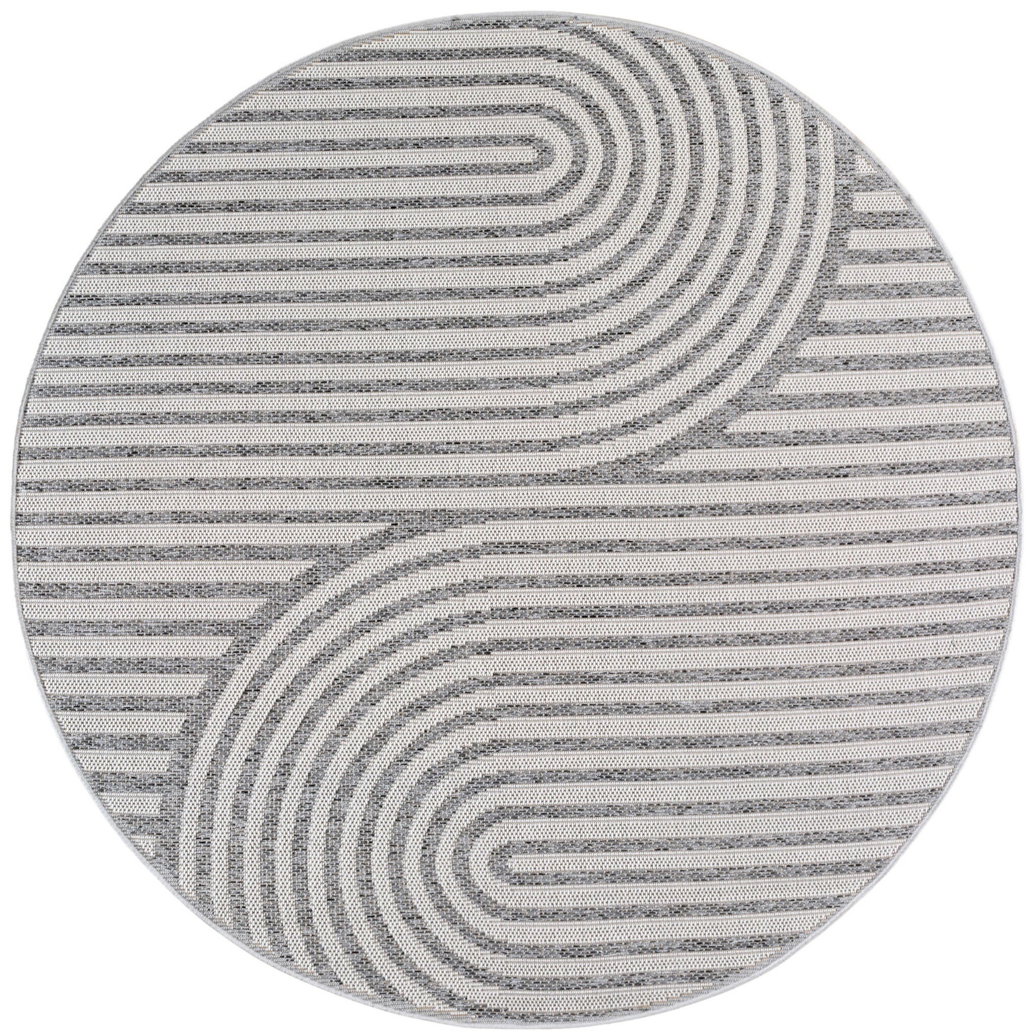 Desert Japandi Rond Buitenkleed – Weerbestendig – Grijs