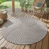 Desert Japandi Rond Buitenkleed – Weerbestendig – Grijs