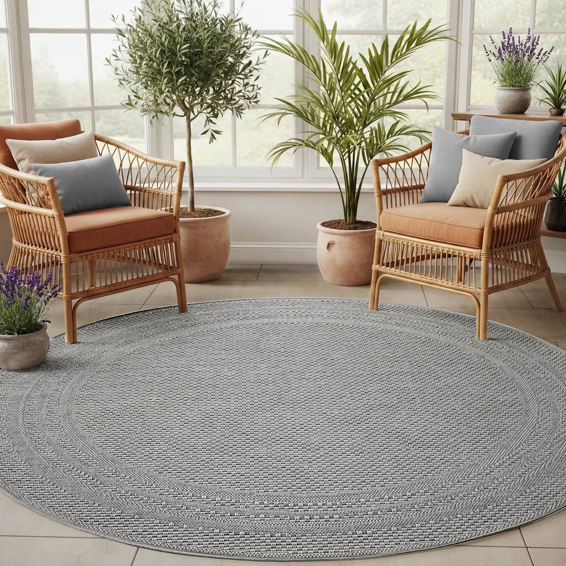 Desert Rond Buitenkleed – Weerbestendig – Grijs