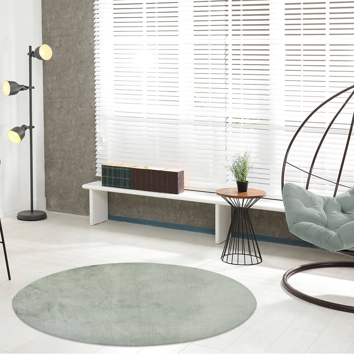 Heaven Rond Fluffy Soft Hoogpolig Vloerkleed Pastel Groen