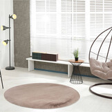 Heaven Rond Fluffy Soft Hoogpolig Vloerkleed Taupe