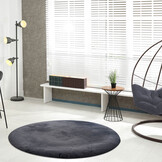 Heaven Rond Fluffy Soft Hoogpolig Vloerkleed Antraciet