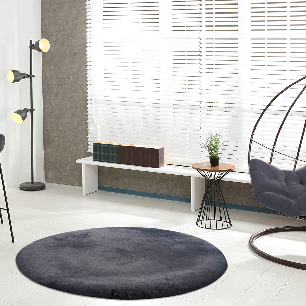 Heaven Rond Fluffy Soft Hoogpolig Vloerkleed Antraciet