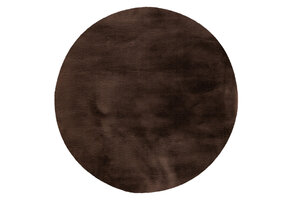 Fluffy Rond Vloerkleed Donker Taupe