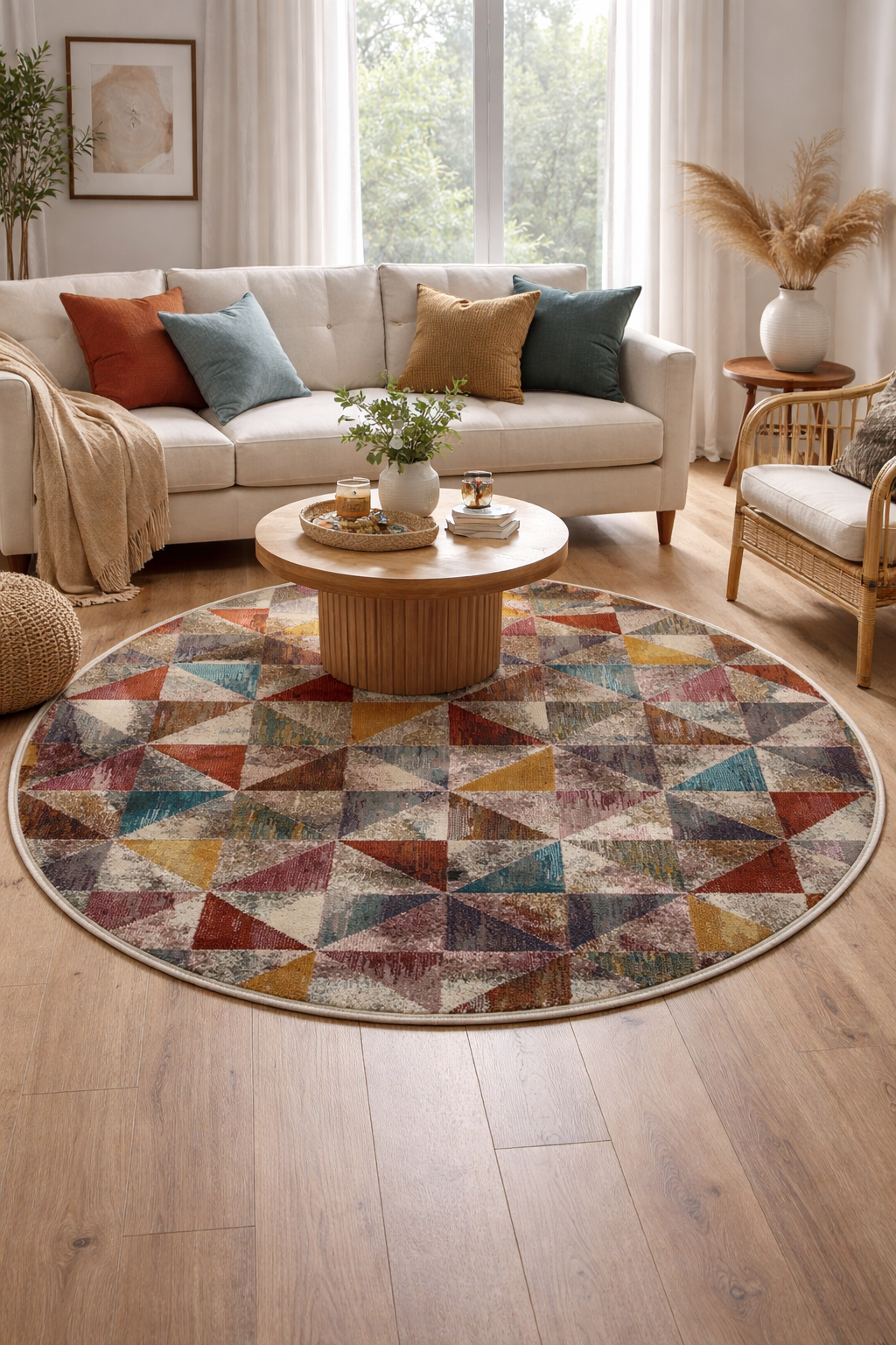 Picasso Rond Vintage Abstract Vloerkleed Multi