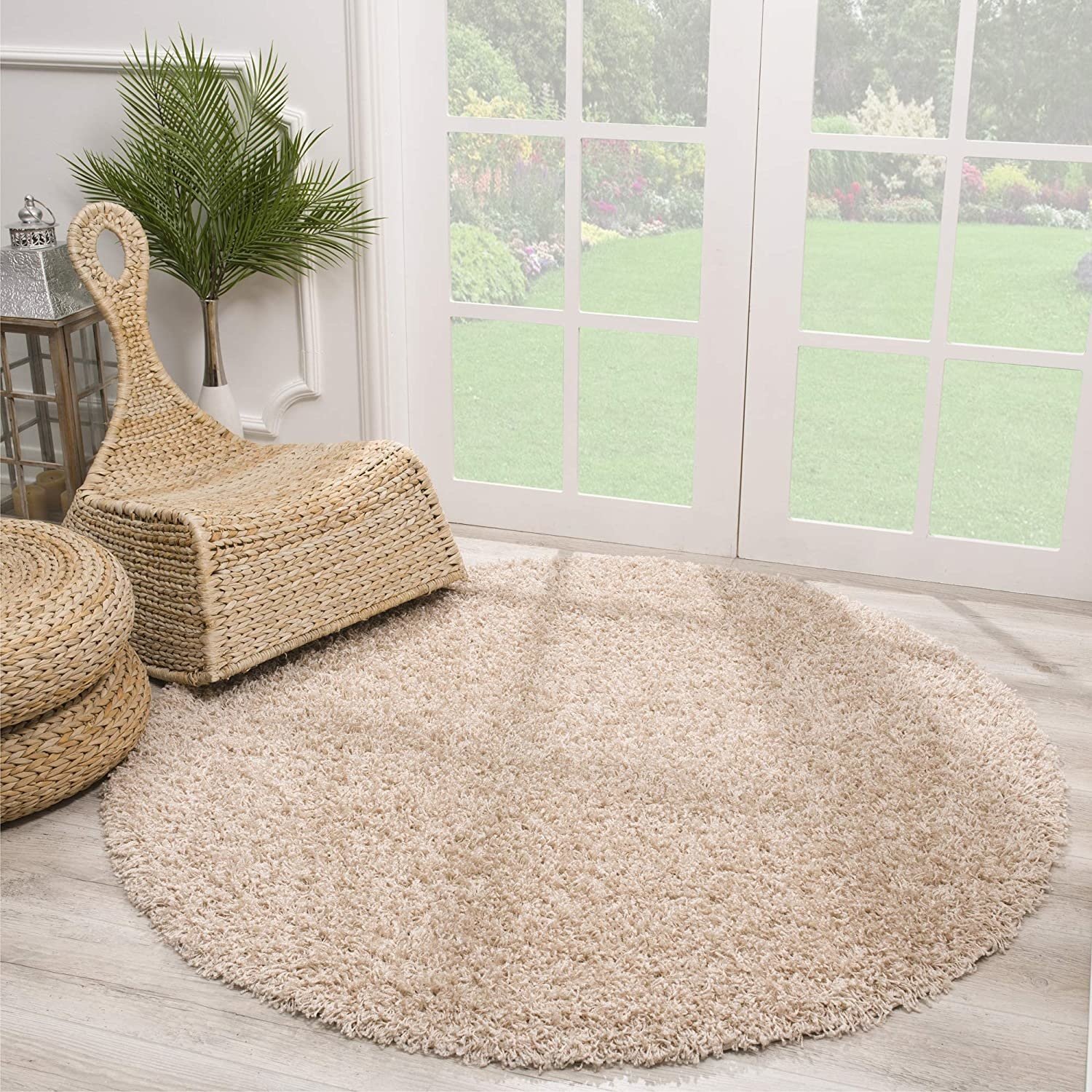 Shaggy Beige Rond 80CM