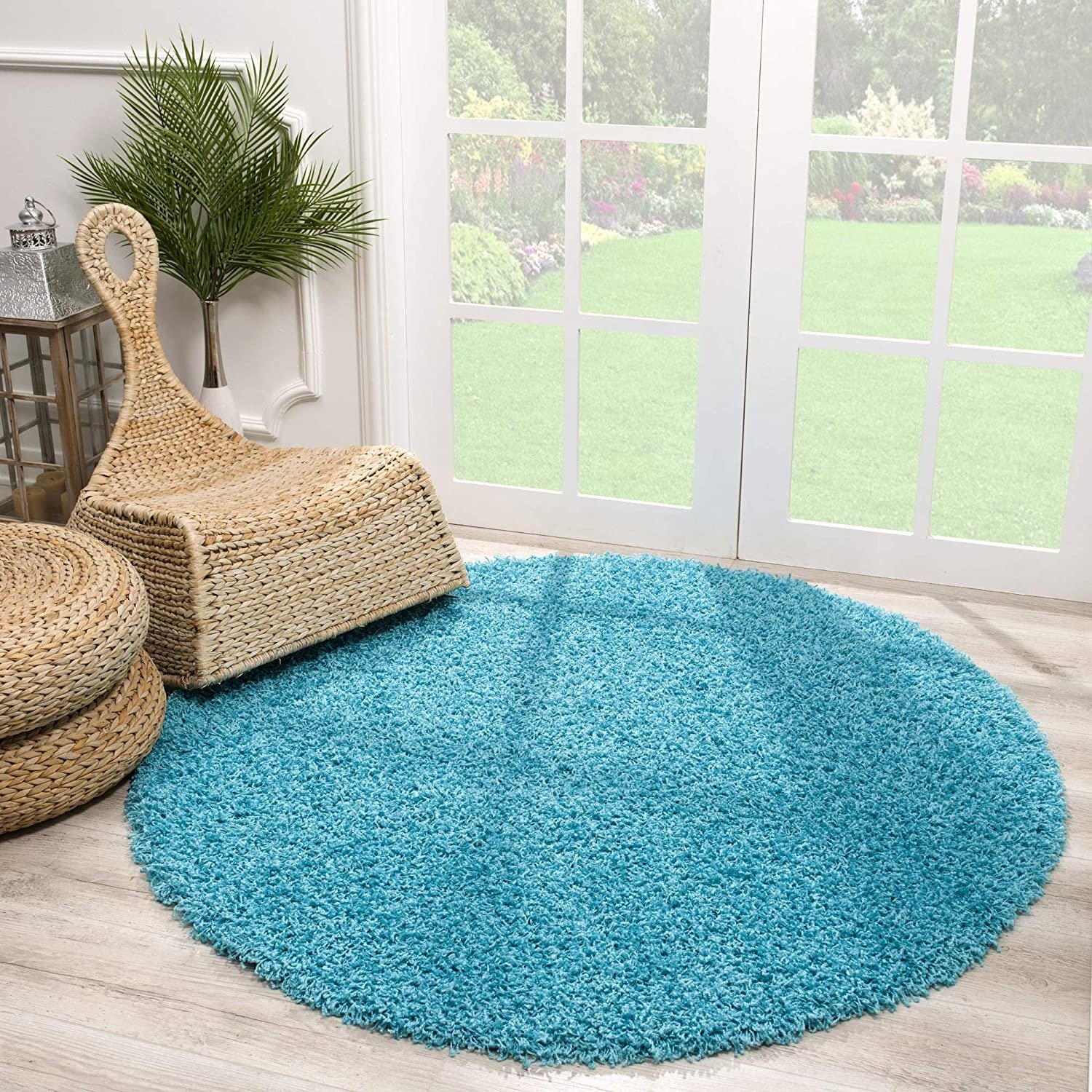 Shaggy Turquoise Rond 240CM