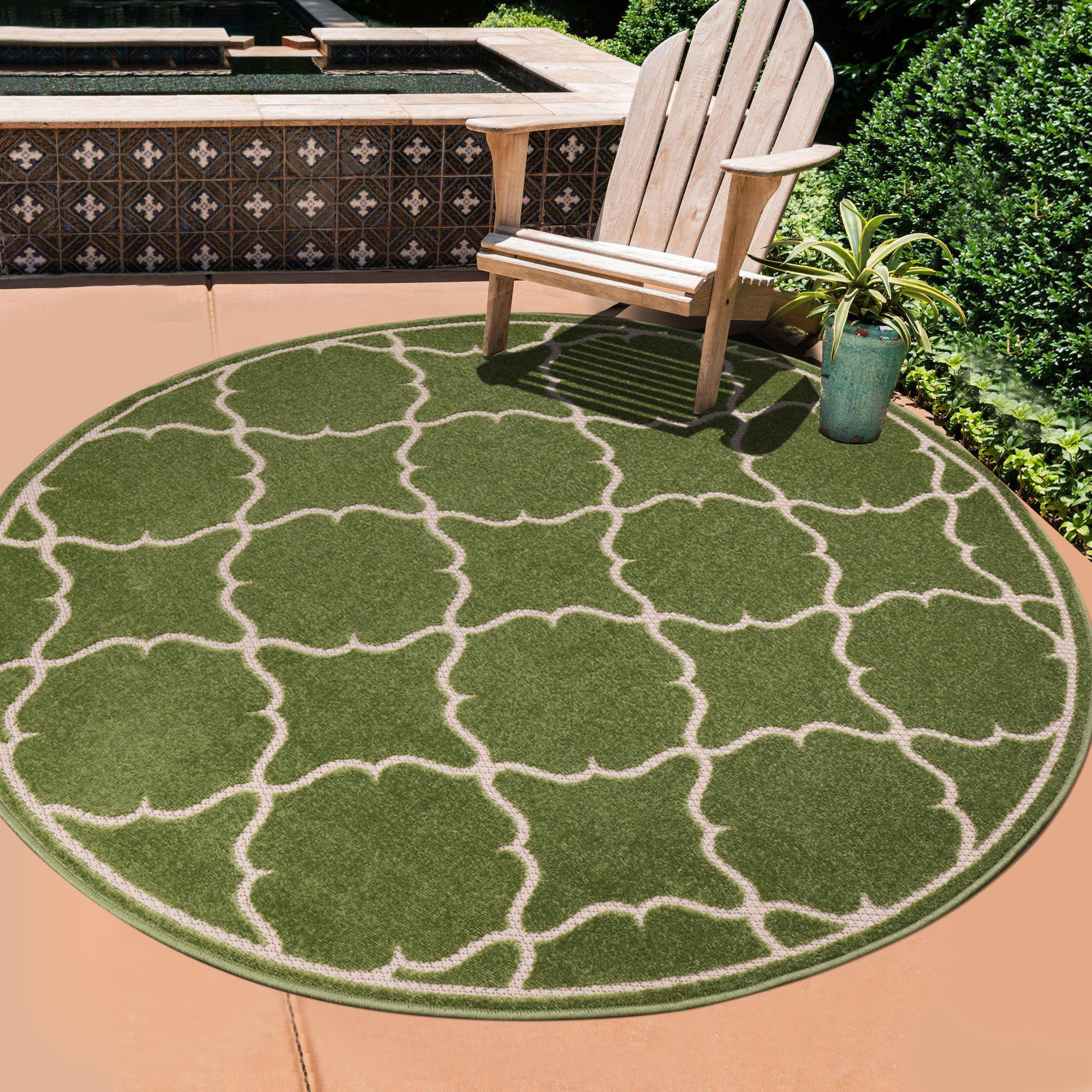 Buitenkleed Berlin Rond Vloerkleed Groen