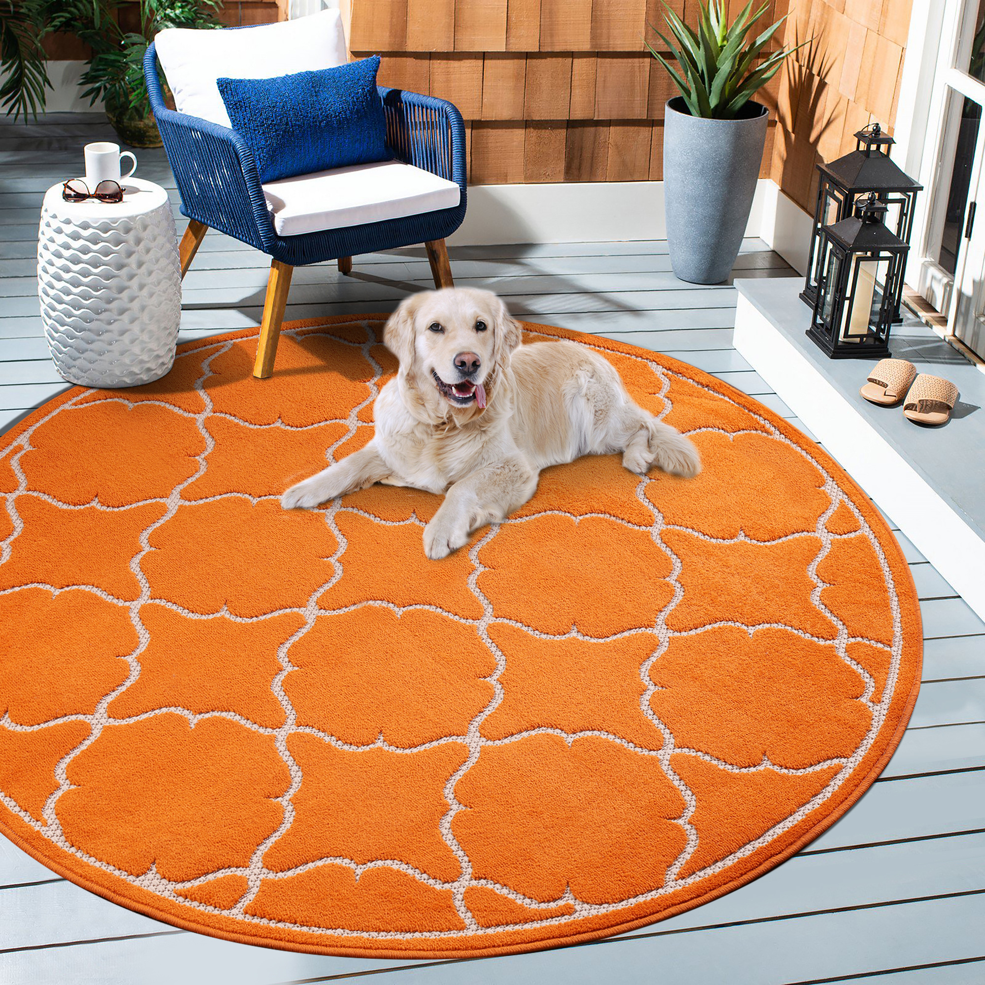 Buitenkleed Berlin Rond Vloerkleed Oranje