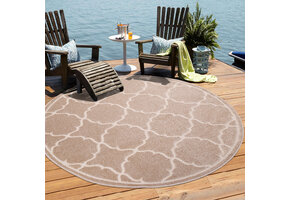 Berlin Rond Buitenkleed Beige