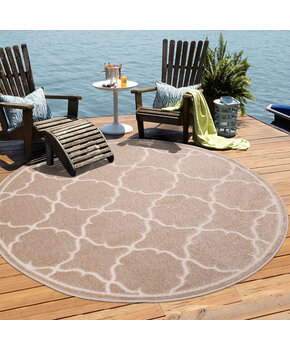 Buitenkleed Berlin Rond Vloerkleed Beige