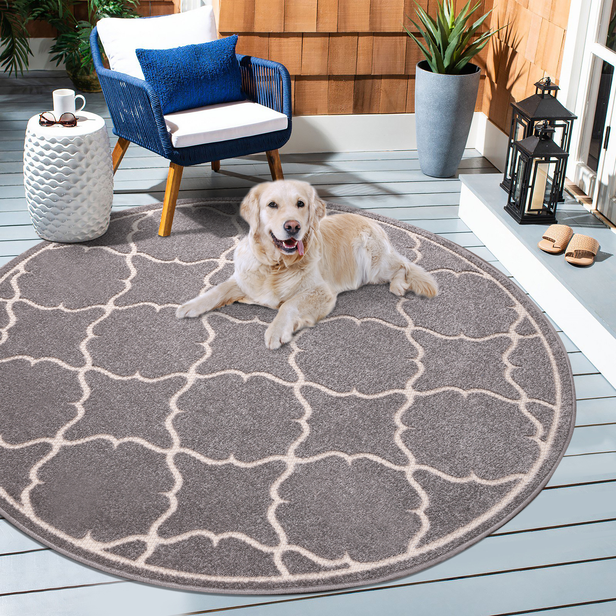 Buitenkleed Berlin Rond Vloerkleed Licht Grijs