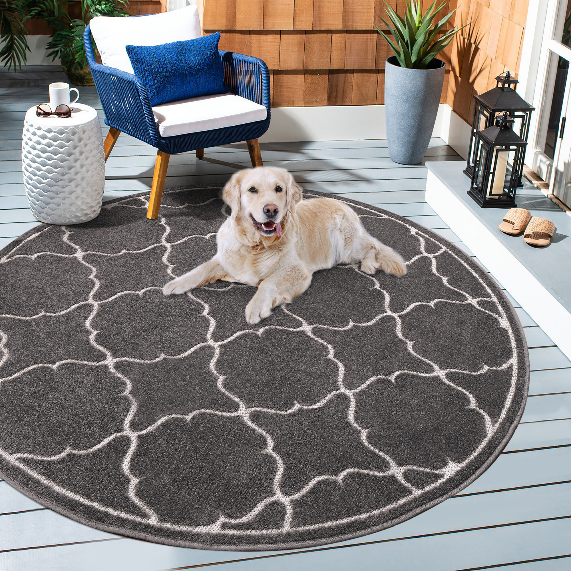 Buitenkleed Berlin Rond Vloerkleed Grijs