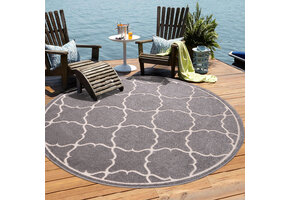 Buitenkleed Berlin Rond Vloerkleed Licht Grijs