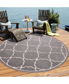 Buitenkleed Berlin Rond Vloerkleed Licht Grijs