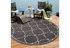 Buitenkleed Berlin Rond Vloerkleed Grijs