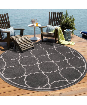 Buitenkleed Berlin Rond Vloerkleed Grijs