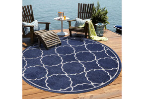 Buitenkleed Berlin Rond Vloerkleed Blauw