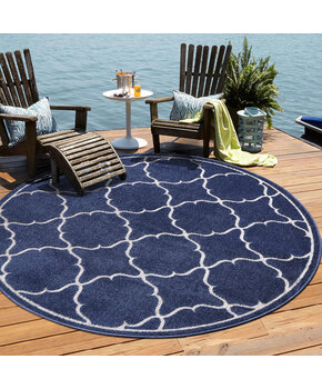 Buitenkleed Berlin Rond Vloerkleed Blauw