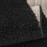 Loca Shaggy Vierkant Vloerkleed Uni Effen Hoogpolig Zwart