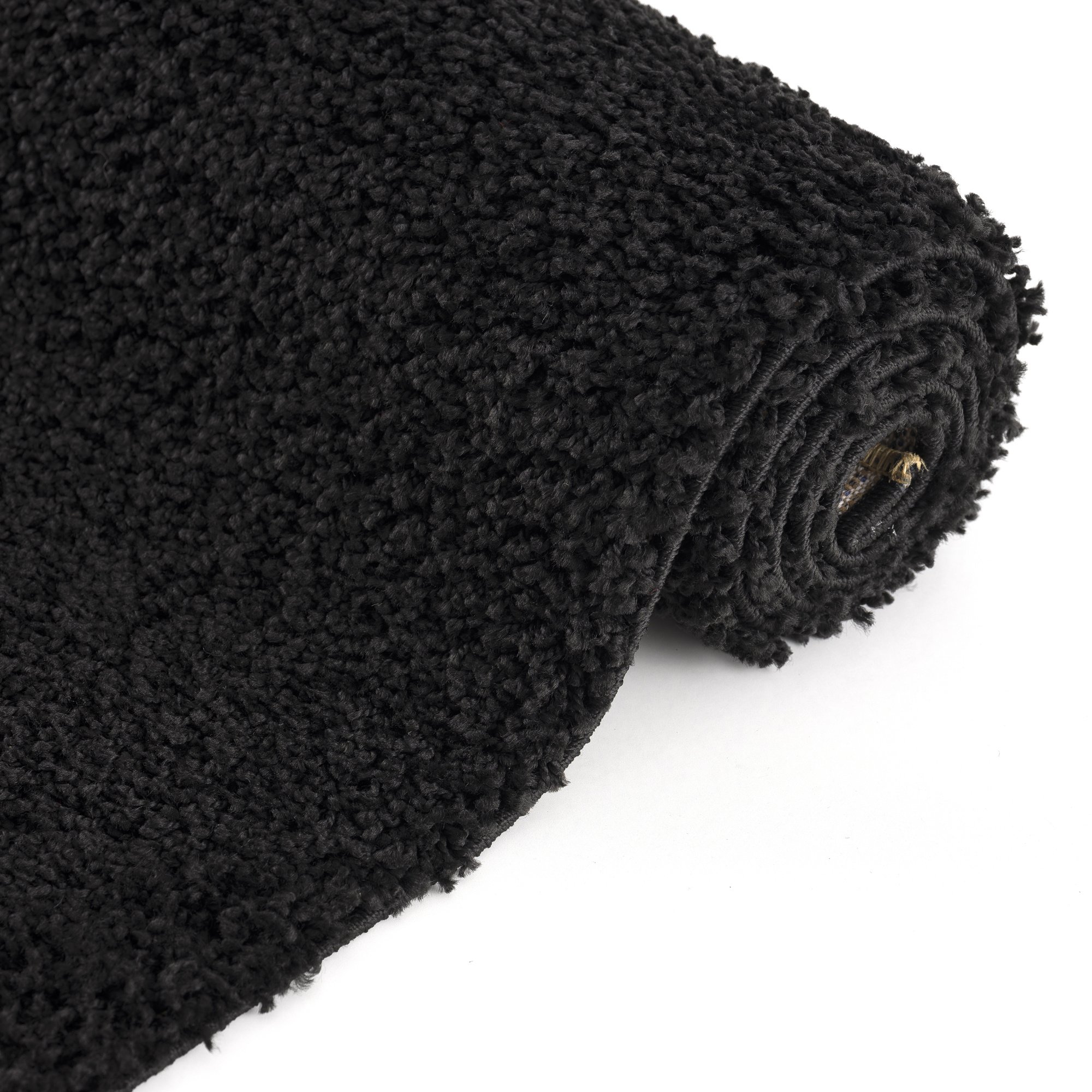 Loca Shaggy Vierkant Vloerkleed Uni Effen Hoogpolig Zwart