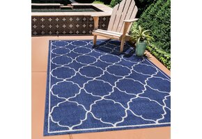 Buitenkleed Berlin Laagpolig Vloerkleed Blauw