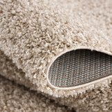 Loca Shaggy Vierkant Vloerkleed Uni Effen Hoogpolig Beige