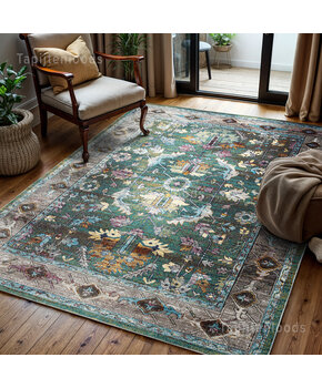 Picasso Pablo Vierkant Vintage Vloerkleed Groen / Multi