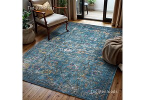 Picasso Sarough Vierkant Vintage Vloerkleed Blauw