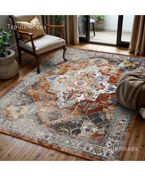 Picasso Castana Vierkant Vintage Vloerkleed Terra / Multi