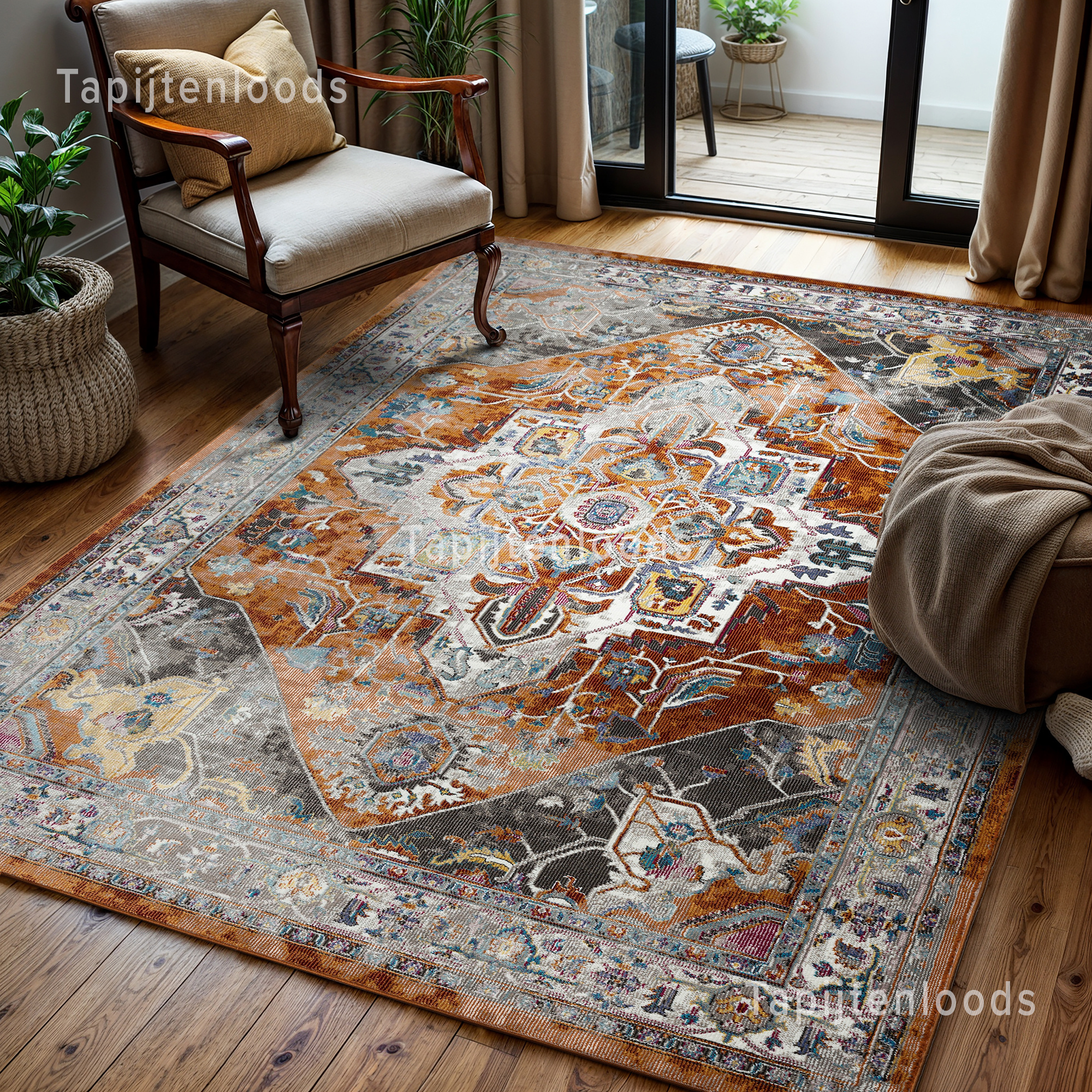 Picasso Castana Vierkant Vintage Vloerkleed Terra / Multi