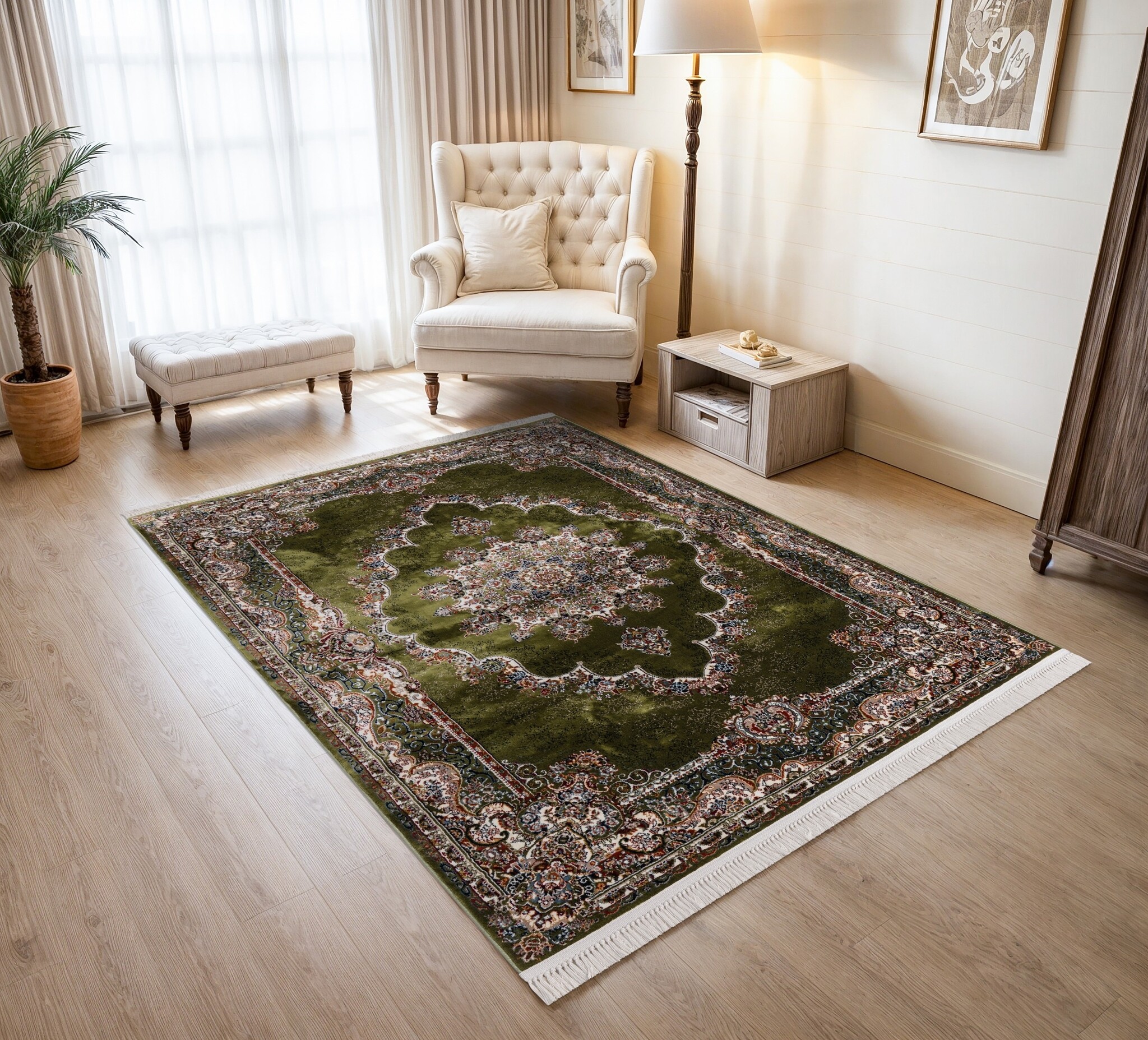 Isfahan Oosters Vloerkleed Klassiek Vintage Tapijt Groen