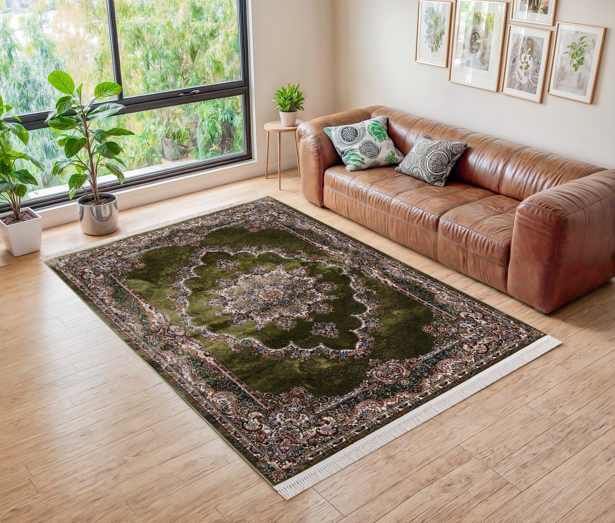 Isfahan Oosters Vloerkleed Klassiek Vintage Tapijt Groen