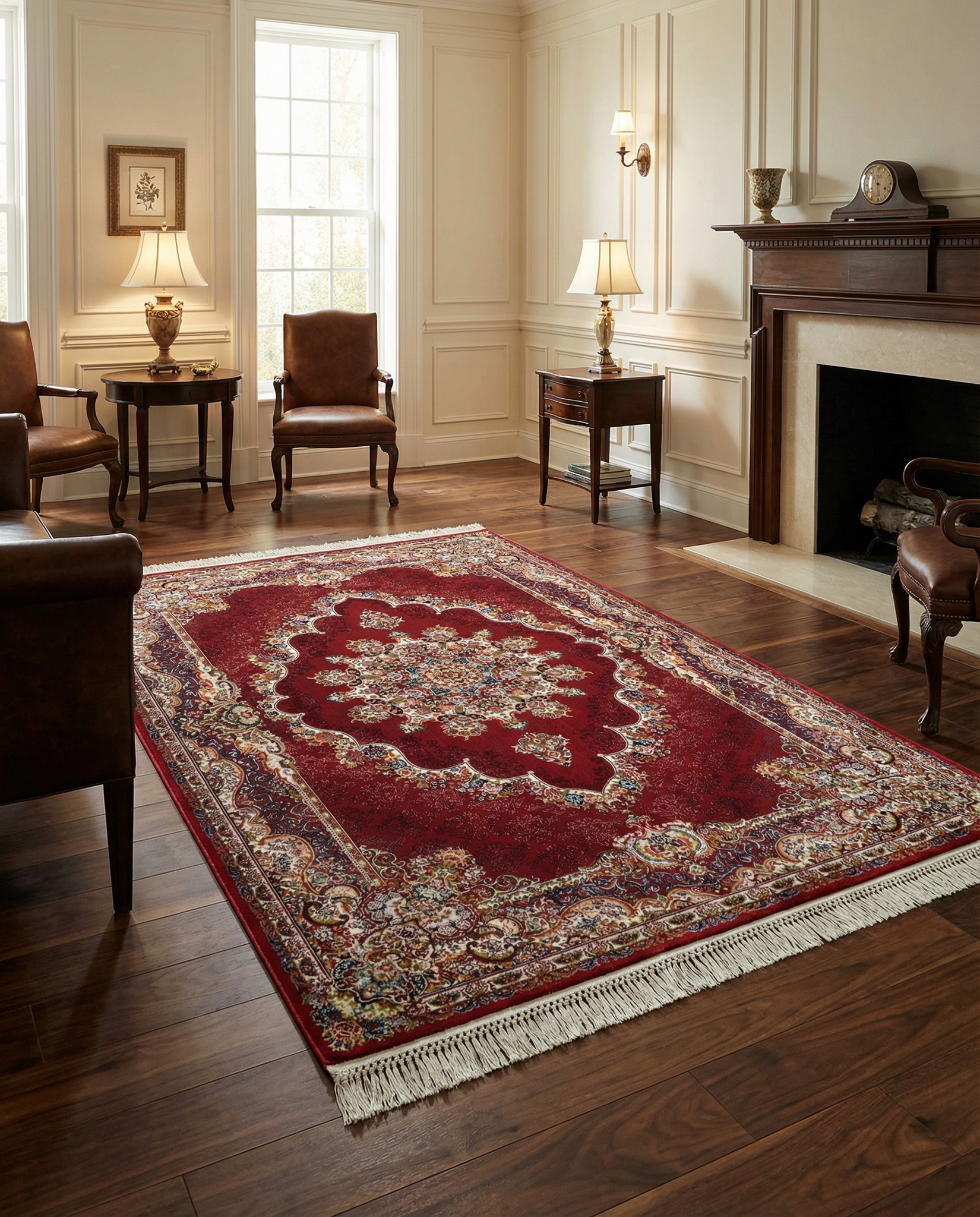 Isfahan Vierkant Oosters Vloerkleed Klassiek Vintage Tapijt Rood