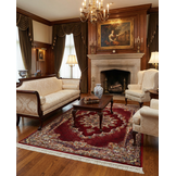 Isfahan Vierkant Oosters Vloerkleed Klassiek Vintage Tapijt Rood