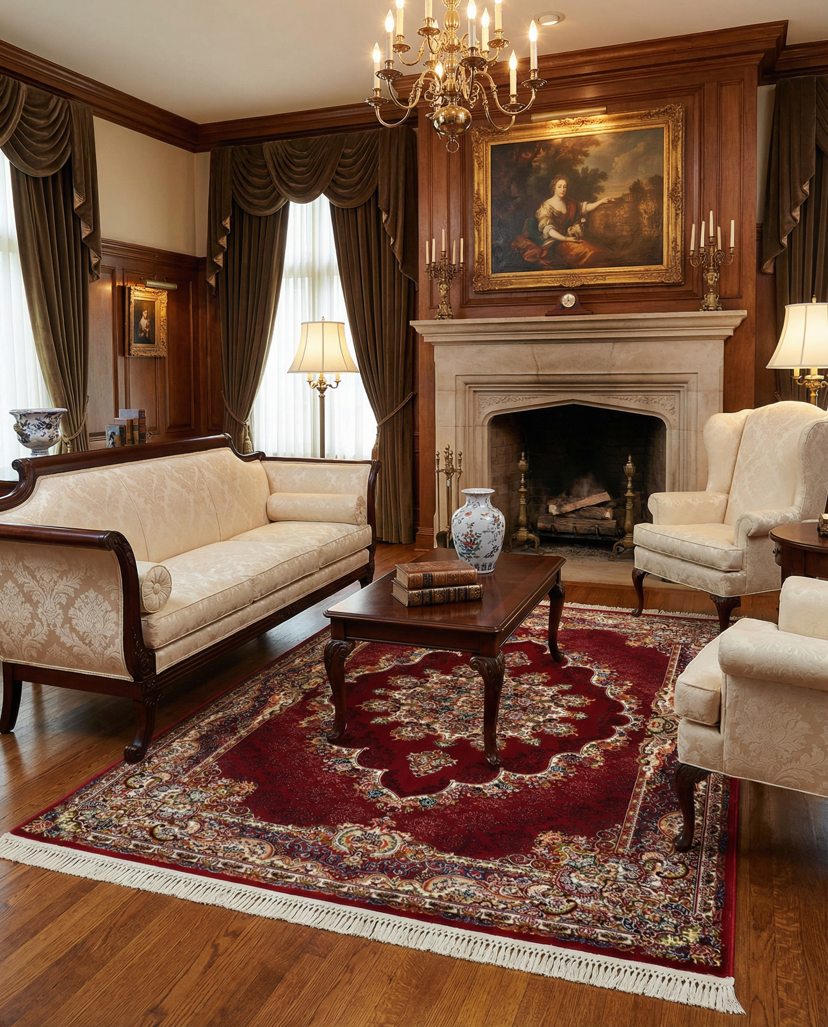 Isfahan Vierkant Oosters Vloerkleed Klassiek Vintage Tapijt Rood