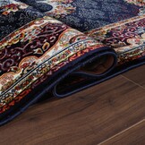 Isfahan Vierkant Oosters Vloerkleed Klassiek Vintage Tapijt Blauw Navy