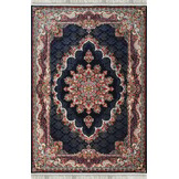 Isfahan Vierkant Oosters Vloerkleed Klassiek Vintage Tapijt Blauw Navy